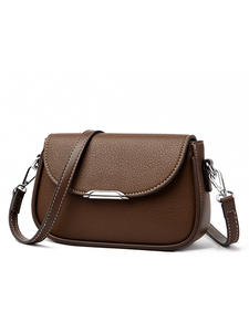 Vente en gros Sac à main de luxe pour femmes PU couleur unie Messenger avec fermeture à glissière - Product Image 2