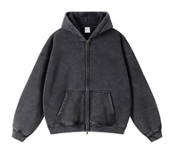 Conjunto de Sudadera con Capucha y Cremallera Oversize Unisex de Invierno de Alta Calidad, Estilo Streetwear Lavado, con Bolsillos y Bordado 3D Personalizado, Ecológico