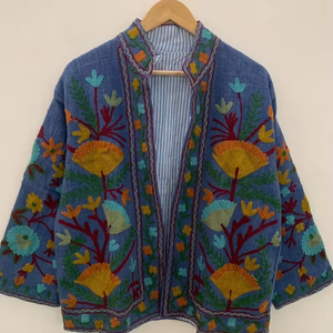 TNT Veste en coton brodé Suzani Veste courte brodée en velours Vêtements pour femmes Manteau disponible au meilleur prix - Product Image 1