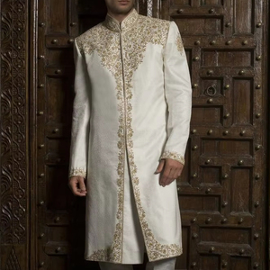 Designer-Stunning Embroidery on Brocade Groom Sherwani & <b>Pant</b> Dress with Embellished crystal glass beads, Stone, Dabka work=2025 - Product Image 1
