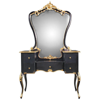 Coiffeuse de luxe de style français pour hôtel, sculptée à la main, en bois de mahogany massif, écologique et durable, avec 5 tiroirs, pour salon