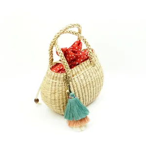 กระเป๋าถือผักตบชวาออกแบบใหม่สำหรับวันหยุดของผู้หญิงไปที่ชายหาด OEM ยอมรับได้โลโก้ตามสั่งในโรงงานเวียดนาม - Product Image 5