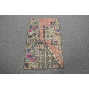 Turkish Rug, 1.9x3.1 ft Vintage Rug, <b>Red</b> Blue Bordered <b>Wool</b> Rug - Product Image 1