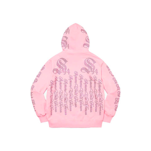 Sudadera con capucha de algodón térmico personalizada al por mayor, trabajo con diamantes de imitación excepcional, sudadera con cremallera Rosa personalizada, última llegada - Product Image 3