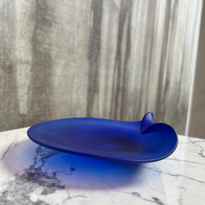 Three Piece Bathroom Set in Frosted Blue Murano Glass with Gold Pump Includes <b>Tumbler</b> Soap Dish and Dispenser Made in Italy - Product Image 6