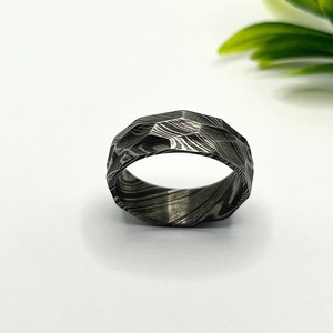 Damascus Steel ROCK Hammered Finish <b>Ring</b> Band Handmade Damascus <b>Ring</b> <b>Men</b> Wedding <b>Ring</b>. - Product Image 3