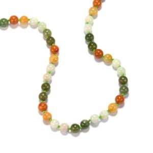 Collier de perles en jadéite multicolore avec diopside et topaze blanche en argent sterling 191,75 carats - Product Image 1