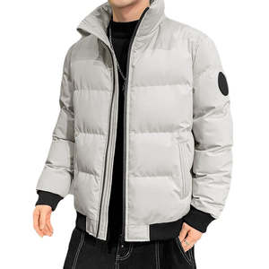 Veste matelassée unisexe d'hiver formelle unie avec fermeture éclair sur le devant, imperméable/coupe-vent, avec logo personnalisé, service OEM - Product Image 1