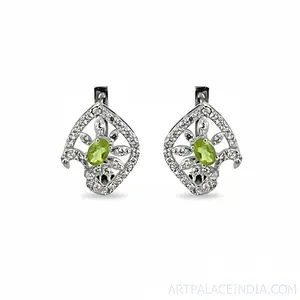 Pendientes de Oro Rosa Vintage, Oro Blanco, Oro Amarillo con Peridoto para Mujer - Joyería de Plata 925 con Piedras Preciosas - Product Image 3
