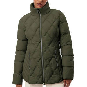 Veste matelassée personnalisable pour femme avec fermeture à glissière, caractéristique isolée et imperméable décontractée - Product Image 1