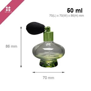 Flacon de parfum en verre vintage de 50ml fabriqué à la main avec pompe de distributeur de liquide en filet noir bouchon à vis dégradé vert - Product Image 6