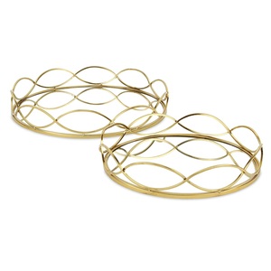 Embossed Border Decor Dinner <b>Table</b> Decoration Serving Metal <b>Tray</b> In <b>Rounded</b> Shape With Silver Plated Finishing For Hotels Usage - Product Image 5