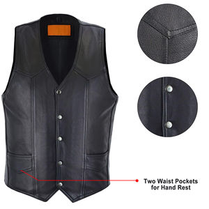 Chalecos de Cuero para Hombre sin Mangas con Botones, Novedades, Cuello en V, Ropa Deportiva para Motociclistas, Chalecos para Hombre - Product Image 5