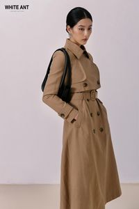High-fashion Camel Color Long Coat <b>for</b> <b>Women</b> SERENA A-LINE COATS Linen 12% Rayon 66% Nylon 22% Ladies Clothes Made in Vietnam - Product Image 2
