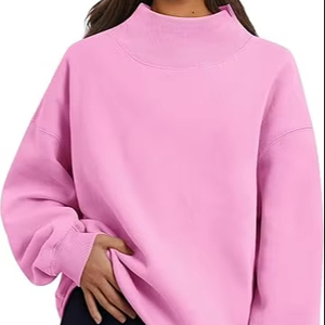เสื้อสเวตเตอร์แฟชั่นคอสูงสำหรับผู้หญิงทรงหลวมเสื้อสวมหัวสไตล์ลำลองสวมใส่ได้ทุกวัน - Product Image 1