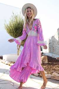 Vestido largo de algodón 100% con bordado Floral para verano - Product Image 3