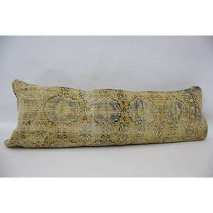 Tapis Kantha en laine beige de 16x48 pouces tissé avec un oreiller à motif vintage rustique - Product Image 3