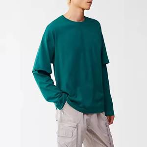 Camiseta Premium de cuello redondo Hip Hop de doble manga de secado rápido 100% algodón Jersey gráfico personalizado patrón sólido directo de fábrica de gran tamaño - Product Image 3