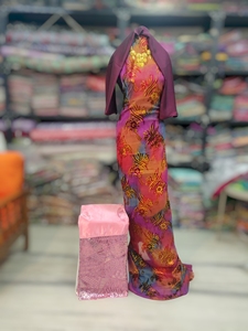 ผ้ากำมะหยี่มัคบาลดีรักสีม่วงหลากสีแบบเป็นมิตรกับสิ่งแวดล้อม พร้อมลายปักดอกไม้ ชุดแต่งงานสำหรับเด็กผู้หญิงและชุดเข้าชุด - Product Image 1