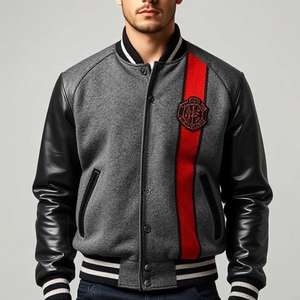 <b>Men's</b>/Women's/Kids' College Baseball <b>Jacket</b>: New Style, Custom Logo Patches, Leather Sleeves, Snap Button, Thick Warm Quilting - Product Image 4
