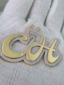 Lettres personnalisées Pendentif Initiale Moissanite Argent Sterling 925 Chaîne en or blanc 18 ct VVS Bijoux Hip Hop glacés - Product Image 4