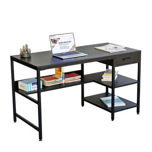 Wooden/Metal <b>Desk</b> with Integrated Legs <b>Shelf</b> & Drawer 140x60cm Color BD68114 - Product Image 1