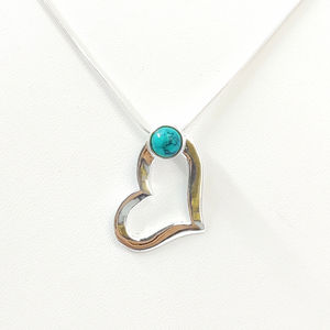 <b>Heart</b> Shape Turquoise Pendant 1.7 Grams Gold Plated Natural Gemstone Bezel Setting Religious Style Religious Gift Number <b>Charms</b> - Product Image 1