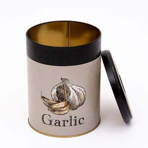 Ø 140x180mm, 2,5 LT Almacenamiento de metal Tapa deslizante de lata Diseño de textura de lino inspirado en café vintage - Product Image 2