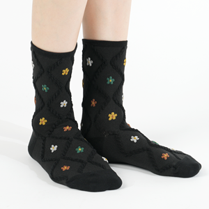 Chaussettes en coton pour femmes Kikiya, motif floral mignon, chaussettes décontractées respirantes quotidiennes coréennes, imprimé floral - Product Image 6