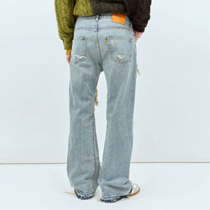 Men Hollow Out Ripped Denim <b>Jeans</b> Winter Button Fly Casual Fashion Streetwear Stylish Pants <b>Women</b> Denim <b>Jeans</b> - Product Image 5