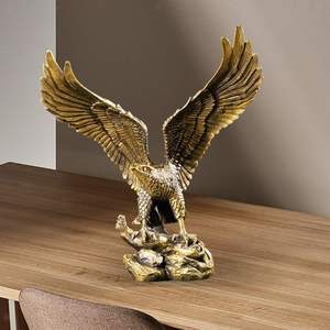Decorazione per la casa moderna personalizzata in metallo scultura aquila reale ornamento bronzo rame bronzo ottone uccello Figurine in metallo artigianato - Product Image 4