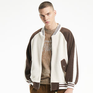 เสื้อแจ็คเก็ตวาร์ซิตี้แฟชั่นเรียบง่ายสำหรับฤดูหนาว เสื้อแจ็คเก็ตขนแกะสำหรับผู้ชาย ซิปสีน้ำตาล เสื้อโค้ทแบบปรับแต่งได้ - Product Image 4
