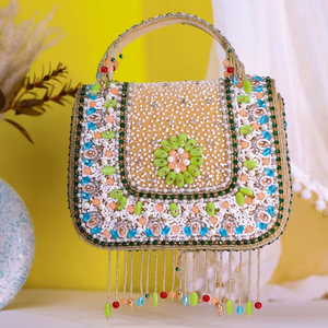 Fancy Fashion Suede Tassel Evening Clutch Bag for Women Bridesmaid Wedding and Cocktail Events Made in India - Product Image 1