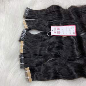 100% Human Hair Extensions Natural Color Loose Wavy Remy Double Drawn European Raw Virgin Apohair Jessie Tape in Hair - Product Image 5