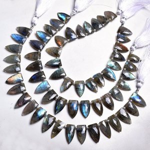 Cuentas de piedras preciosas de punta de flecha de briolette facetadas de labradorita de forma elegante Natural de 8mm para la fabricación de joyas collar de cuentas sueltas de 10mm - Product Image 5