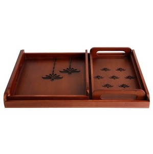 Bandeja de madera para servir, desayuno decorativo, bandejas de madera para servir para restaurantes y hogar, uso diario, uso seguro para el agua poli - Product Image 2