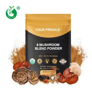 Wholesale Private Label Organic Shitake Lion Mane Turkey Tail Chaga Reishi Cordyceps Militaris Mushroom Powder Blend