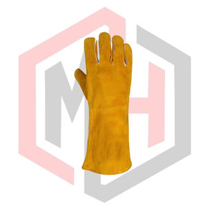 Gant de soudage professionnel en cuir doré, coutures en Kevlar, antistatique, résistant aux déchirures, épaisseur 7 oz, longueur 16 pouces, poignet tricoté - Product Image 6