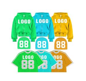 Sweat à capuche zippé 100% coton personnalisé unisexe avec imprimé Streetwear Boxy T-shirt style unisexe - Product Image 1