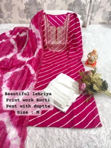 Traje de diseñador de lujo Alto en demanda Rayón pesado/Kurti de algodón y bordado de pantalón Trabajo con Dupatta Hermoso color para la venta - Product Image 3