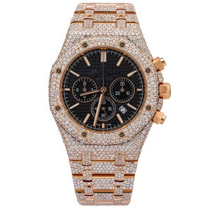 Mens Luxury Quartz Moissanite Diamond Stainless Steel Analog <b>Watch</b> with Coated Glass Dial - Product Image 1