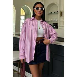 เสื้อเชิ้ตผ้าป๊อปลินลายทางสีชมพูลำลอง 3451 - Product Image 5