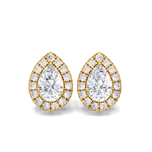 Boucles d'oreilles clous en argent sterling massif 925 avec halo de diamants taille poire 1,24 carat, fermoir à vis, bijoux fins - Product Image 5