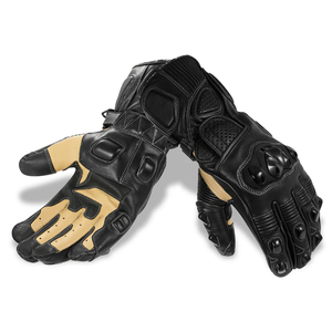 Unisex Genuine Leather Full Gauntlet Motorbike Gloves Printed Auto Racing Motif Winter Full Finger Touchscreen Capabilities - Product Image 4