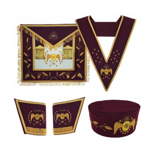 Ensemble complet de regalia maçonnique ethnique de qualité supérieure, 95e degré, Memphis Misraim, en velours bordeaux, avec logo personnalisé, utilisable en toutes saisons - Product Image 1