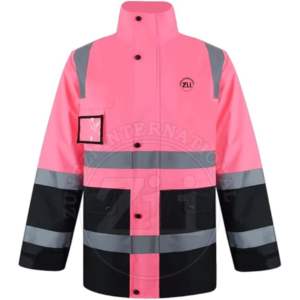 Veste de sécurité d'hiver haute visibilité réfléchissante, classe 2, multi-poches, pour travaux de construction, bicolore, avec flash LED, 5XL - Product Image 1