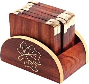 Natural Wooden Coaster <b>Set</b> <b>Rustic</b> Look for Kitchen and <b>Dining</b> Handmade Wooden Tea Coasters with Smooth Edges for <b>Table</b> Safety - Product Image 3