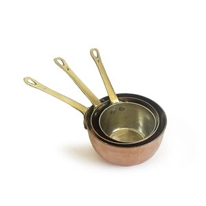 Casserole de cuisson artisanale écologique en cuivre avec poignée en laiton et couvercle en acier inoxydable pour gaz et induction – Authentique - Product Image 1