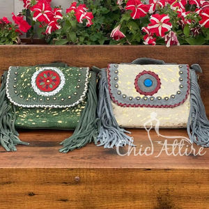 New Metallic Fur Suede Leather Fringe Handbags Western Stylish Crossbody Sling Purse Hot Selling Shoulder Strap Bags for Women's - Product Image 1