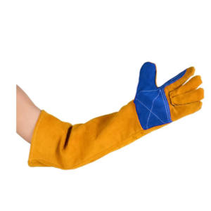 Gants économiques longs en cuir de vachette rouge fendu Protection des mains de sécurité résistante à la chaleur et à la flamme renforcée pour les travaux de soudage - Product Image 3